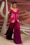 Buy_Adi By Aditya Khandelwl_Pink Jacket Opada Silk Embroidery Gota U-neck Pitta With Pleated Palazzo _at_Aza_Fashions