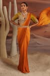 Shop_Adi By Aditya Khandelwl_Yellow Saree Georgette Embroidered Dori Deep Plunge Pre-draped Set _at_Aza_Fashions