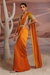 Shop_Adi By Aditya Khandelwl_Yellow Saree Georgette Embroidered Dori Deep Plunge Pre-draped Set _Online_at_Aza_Fashions