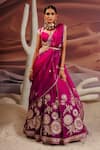 Buy_Adi By Aditya Khandelwl_Purple Blouse Opada Silk Embroidery Gota Sweetheart Floral Lehenga Set _at_Aza_Fashions