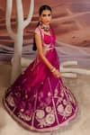 Buy_Adi By Aditya Khandelwl_Purple Blouse Opada Silk Embroidery Gota Sweetheart Floral Lehenga Set 