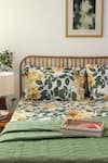 Shop_House This_Green 100% Cotton Printed Moringa Double Bedsheet Set _at_Aza_Fashions