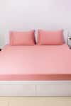 Buy_House This_Pink 100% Cotton Solid Shell King Bedsheet Set _at_Aza_Fashions