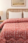 Shop_House This_Orange 100% Cotton Printed Gamathi Ethnic Patterns Double Comforter _at_Aza_Fashions