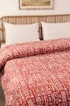 House This_Orange 100% Cotton Printed Gamathi Ethnic Patterns Double Comforter _Online_at_Aza_Fashions