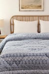 Shop_House This_Blue 100% Cotton Printed Kullu Patti Double Comforter _at_Aza_Fashions