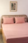 Buy_House This_Pink 100% Cotton Solid Shobhanjan Fitted Bedsheet Set_at_Aza_Fashions