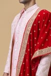 Shop_Aryavir Malhotra_Red Sequin Velvet Embroidered Dupatta _Online_at_Aza_Fashions