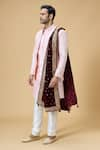 Buy_Aryavir Malhotra_Maroon Sequin Velvet Embroidered Dupatta _Online_at_Aza_Fashions