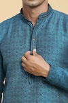 Arihant Rai Sinha Blue Jacquard, Silk, Chanderi Lace, Floral Star Woven Kurta With Churidar at Aza Fashions Arihant Rai Sinha_Blue Jacquard, Silk, Chanderi Lace, Floral Star Woven Kurta With Churidar _at_Aza_Fashions