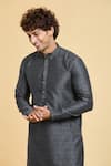 Buy_Arihant Rai Sinha_Black Jacquard, Silk, Chanderi Lace, Floral Star Pattern Kurta With Churidar _Online_at_Aza_Fashions