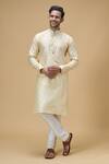 Buy_Arihant Rai Sinha_Cream Jacquard Silk Brocade Woven Floral Geometric Kurta _at_Aza_Fashions