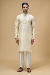 Buy_Arihant Rai Sinha_Cream Jacquard Silk Brocade Woven Floral Geometric Kurta _Online_at_Aza_Fashions