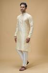 Shop_Arihant Rai Sinha_Cream Jacquard Silk Brocade Woven Floral Geometric Kurta _Online_at_Aza_Fashions