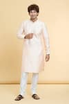 Buy Arihant Rai Sinha Peach Jacquard, Silk, Brocade Sequins Geometric Woven Kurta at Aza Fashions Buy_Arihant Rai Sinha_Peach Jacquard, Silk, Brocade Sequins Geometric Woven Kurta _at_Aza_Fashions