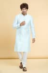 Buy_Arihant Rai Sinha_Off White Jacquard Silk Brocade Woven Geometric Sequined Stripe Kurta _at_Aza_Fashions