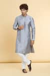 Buy_Arihant Rai Sinha_Grey Jacquard Silk Brocade Woven Geometric Sequined Kurta _at_Aza_Fashions