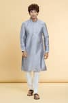 Arihant Rai Sinha_Grey Jacquard Silk Brocade Woven Geometric Sequined Kurta _at_Aza_Fashions