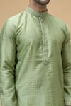 Arihant Rai Sinha_Green Jacquard Silk Brocade Woven Geometric Sequined Pattern Kurta _Online_at_Aza_Fashions