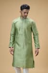 Arihant Rai Sinha_Green Jacquard Silk Brocade Woven Geometric Sequined Pattern Kurta _at_Aza_Fashions