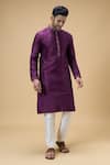 Arihant Rai Sinha_Magenta Jacquard Silk Brocade Woven Geometric Sequined Kurta _Online_at_Aza_Fashions