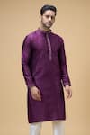 Buy_Arihant Rai Sinha_Magenta Jacquard Silk Brocade Woven Geometric Sequined Kurta _Online_at_Aza_Fashions