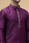 Shop_Arihant Rai Sinha_Magenta Kurta Jacquard Silk Brocade Woven Geometric Sequined With Churidar _Online_at_Aza_Fashions