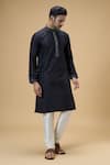 Buy_Arihant Rai Sinha_Black Jacquard Silk Brocade Woven Geometric Sequined Kurta _at_Aza_Fashions