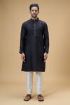 Buy_Arihant Rai Sinha_Black Jacquard Silk Brocade Woven Geometric Sequined Kurta _Online_at_Aza_Fashions