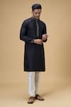 Arihant Rai Sinha_Black Jacquard Silk Brocade Woven Geometric Sequined Kurta _at_Aza_Fashions