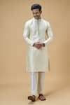 Buy_Arihant Rai Sinha_Cream Jacquard Silk Brocade Woven Textured Kurta _at_Aza_Fashions