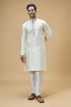 Buy_Arihant Rai Sinha_Cream Jacquard Silk Brocade Woven Textured Kurta _Online_at_Aza_Fashions