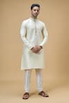 Arihant Rai Sinha_Cream Jacquard Silk Brocade Woven Textured Kurta _at_Aza_Fashions