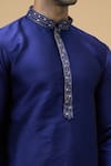 Arihant Rai Sinha_Blue Kurta Jacquard Silk Brocade Woven Checkered Tonal With Churidar _Online_at_Aza_Fashions