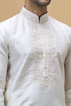 Arihant Rai Sinha Cream Silk Embroidery Floral Placket Kurta With Churidar Online at Aza Fashions Arihant Rai Sinha_Cream Silk Embroidery Floral Placket Kurta With Churidar _Online_at_Aza_Fashions