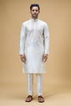Buy Arihant Rai Sinha Cream Silk Embroidery Floral Placket Kurta With Churidar Online at Aza Fashions Buy_Arihant Rai Sinha_Cream Silk Embroidery Floral Placket Kurta With Churidar _Online_at_Aza_Fashions