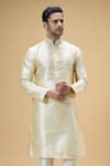 Buy_Arihant Rai Sinha_Beige Banarasi Art Silk Embroidered Thread Paisley Placket Kurta 