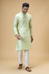 Arihant Rai Sinha_Green Banarasi Art Silk Embroidered Thread Placket Kurta _at_Aza_Fashions