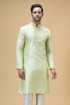 Buy_Arihant Rai Sinha_Green Banarasi Art Silk Embroidered Thread Placket Kurta 