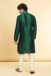 Shop_Arihant Rai Sinha_Green Chanderi , Embroidery Placket Straight Kurta With Churidar _at_Aza_Fashions