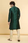 Shop_Arihant Rai Sinha_Green Jacquard, Silk Zari Embroidered Placket Kurta _at_Aza_Fashions