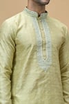 Arihant Rai Sinha_Green Jacquard Art Silk Woven Floral Straight Pattern Kurta _Online_at_Aza_Fashions