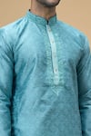 Shop_Arihant Rai Sinha_Blue Jacquard, Silk, Denim Embroidery Floral Mandala Pattern Kurta With Churidar _Online_at_Aza_Fashions