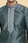 Arihant Rai Sinha_Grey Jacquard Art Silk Woven Floral Straight Mandala Pattern Kurta _Online_at_Aza_Fashions