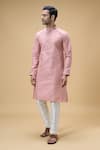 Buy Arihant Rai Sinha Peach Jacquard, Silk Straight Flower Vine Pattern Kurta Online at Aza Fashions Buy_Arihant Rai Sinha_Peach Jacquard, Silk Straight Flower Vine Pattern Kurta _Online_at_Aza_Fashions