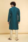 Shop_Arihant Rai Sinha_Green Jacquard, Silk Embroidery Geometric Pattern Kurta _at_Aza_Fashions