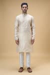 Arihant Rai Sinha_Cream Jacquard Silk Brocade Woven Bloom Art Kurta _Online_at_Aza_Fashions