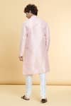 Shop_Arihant Rai Sinha_Peach Jacquard, Silk Embroidery Floret Art Woven Kurta With Churidar _at_Aza_Fashions