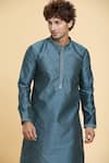 Arihant Rai Sinha_Grey Jacquard Silk Brocade Woven Gullista Kurta_at_Aza_Fashions