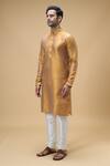 Buy_Arihant Rai Sinha_Yellow Jacquard Silk Brocade Woven Quad Bloom Kurta _Online_at_Aza_Fashions